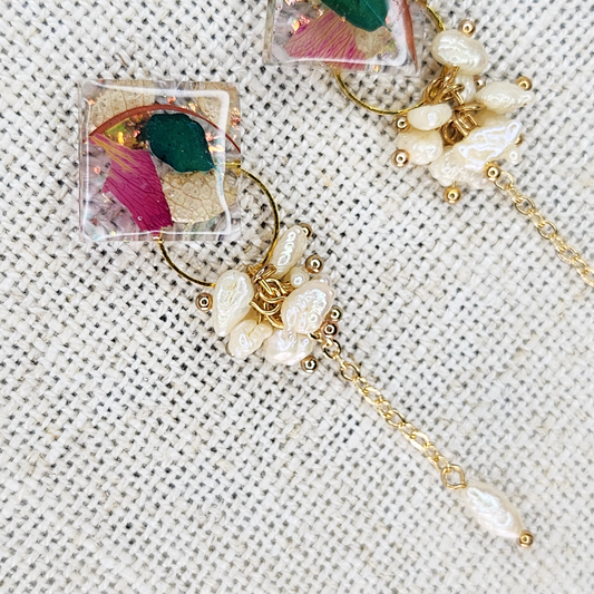 Salacia Earrings With Pearls (Square)