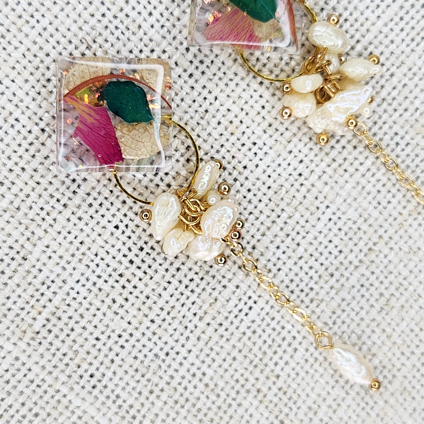 Salacia Earrings With Pearls (Square)